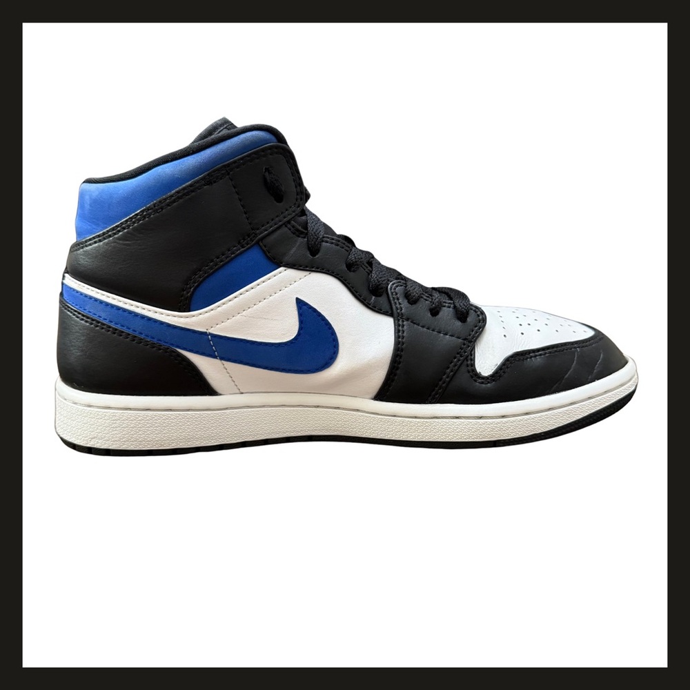 Nike Air Jordan 1 Mid 554724-140 Racer Blue Black White Mens 9.5 Great Condition - Picture 4 of 16
